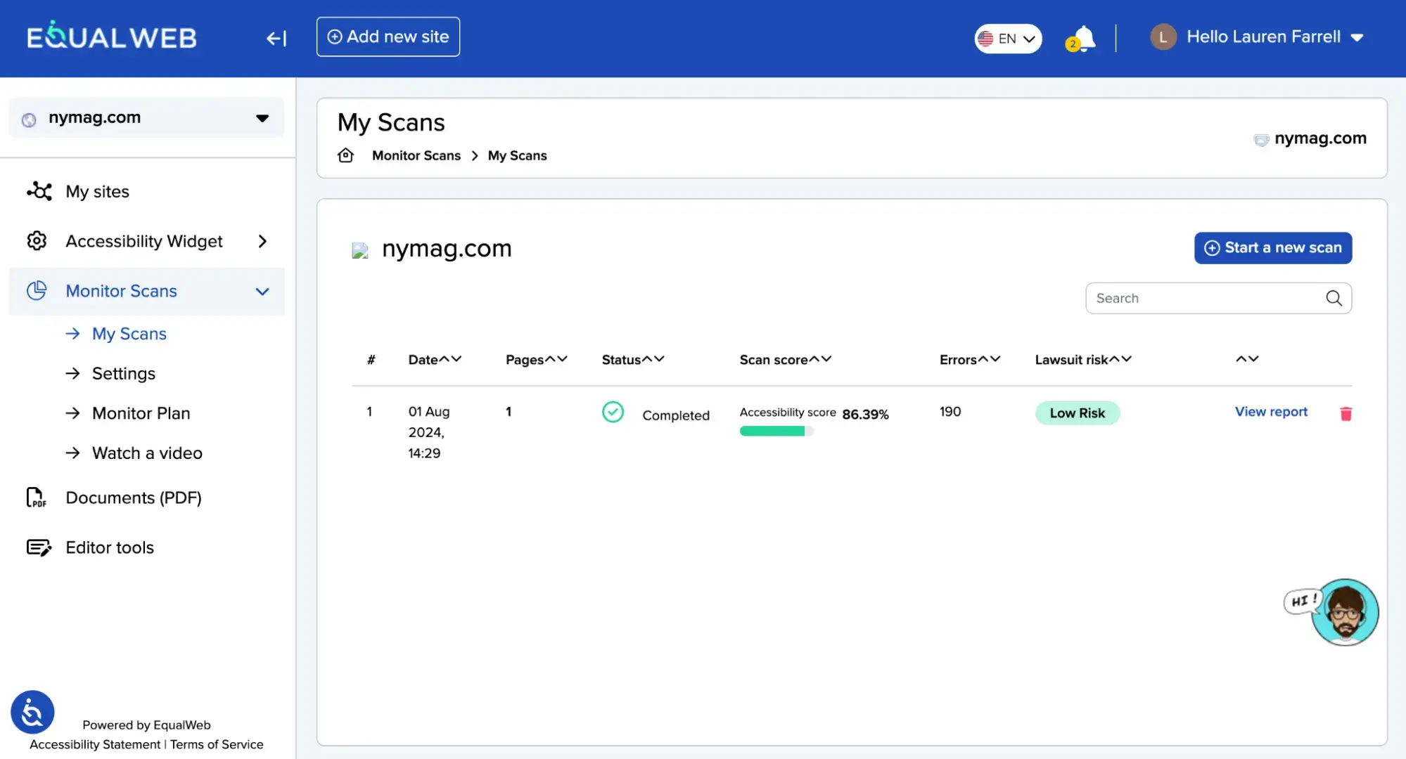 [ example of equalweb web accessibility scan tool