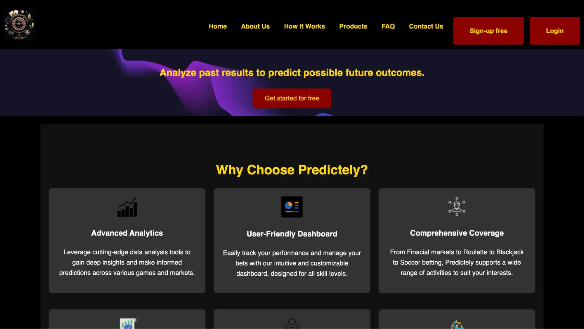 screenshot of predictely’s homepage