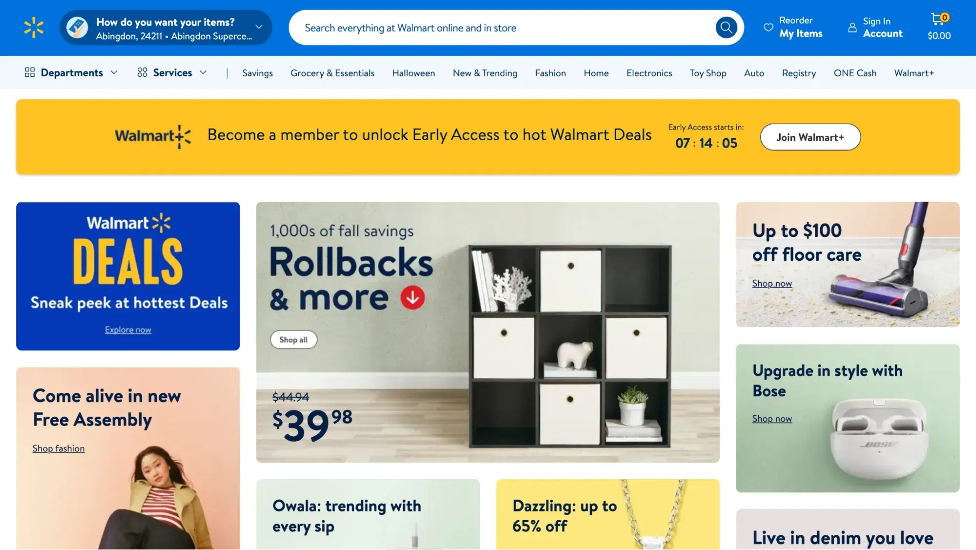 screenshot of walmart’s homepage