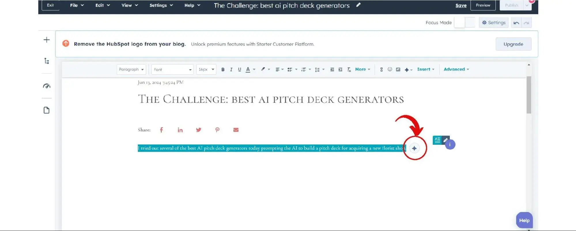 free ai pitch deck generators, hubspot ai icon