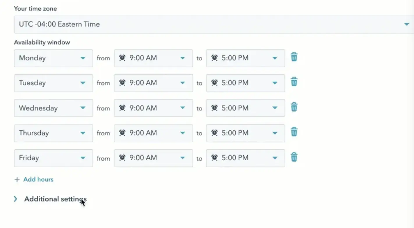 AI scheduling assistant: Selecting time zones in HubSpot Free Meeting Scheduler