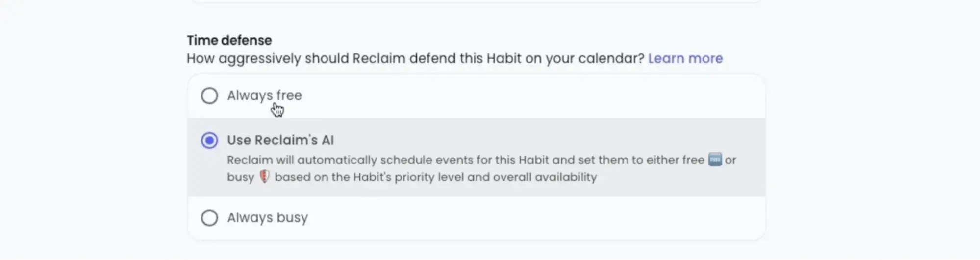 AI scheduling assistant: Reclaim.ai’s time defense feature