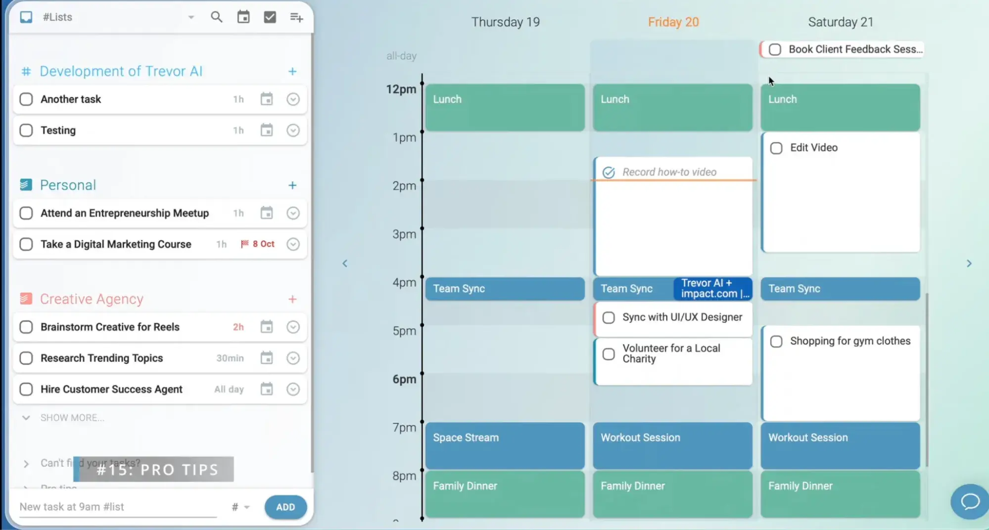 AI scheduling assistant: Trevor calendar