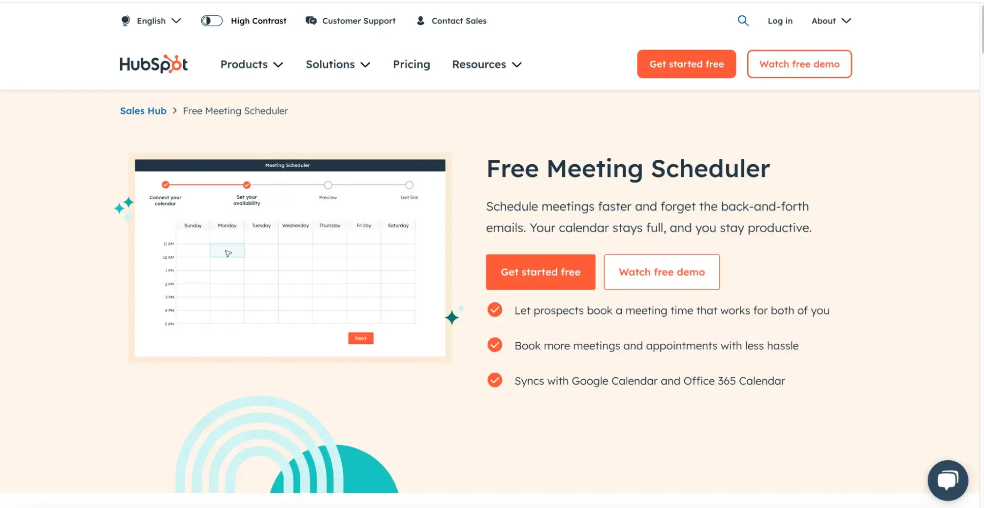 AI scheduling assistant: HubSpot Free Meeting Scheduler