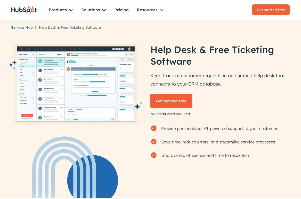 the hubspot help desk and free ticketing software is an ai-powered ticketing solution