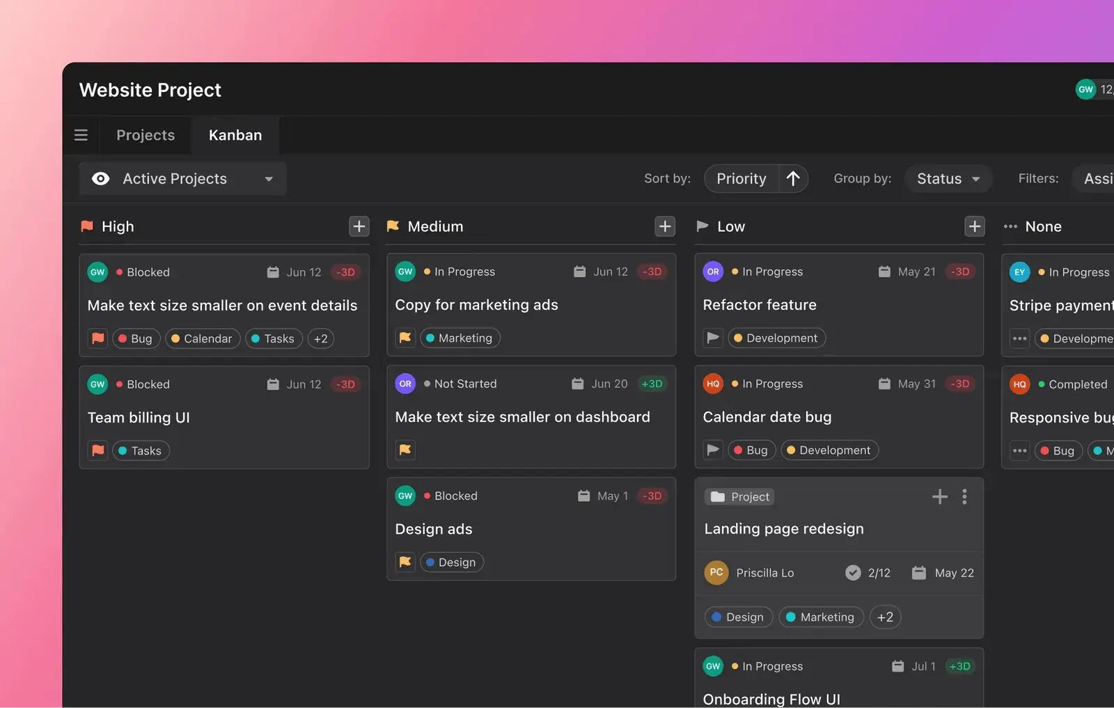 Screenshot shows Motion’s project management that uses AI.