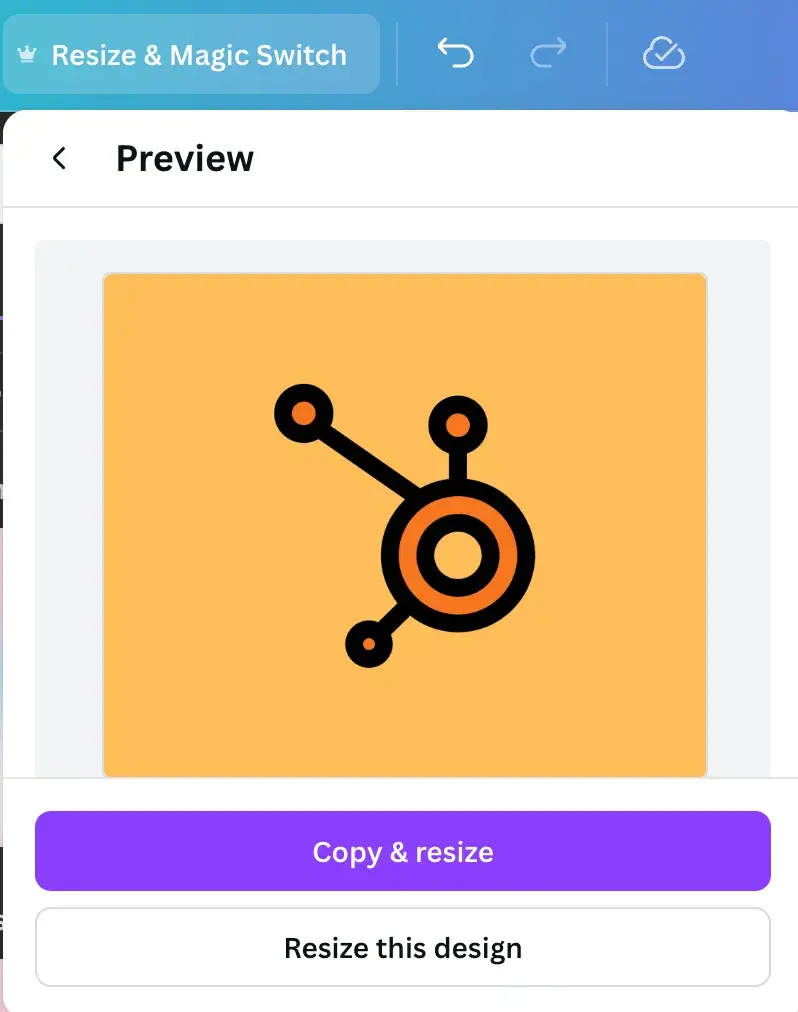 ai ui design, image of the HubSpot logo within the Canva tool