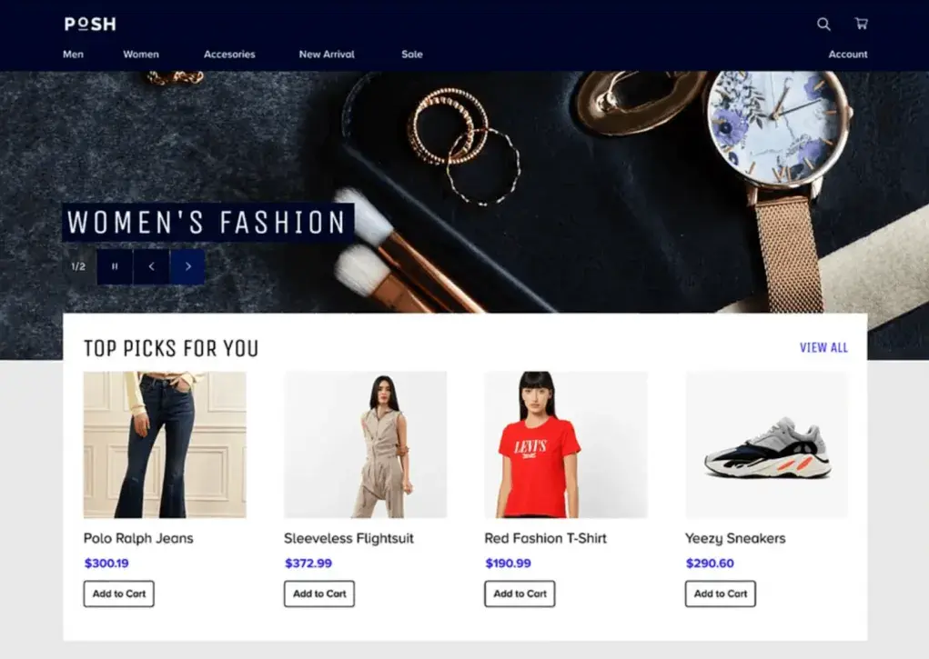 a fashion website web page with ai-driven personalization