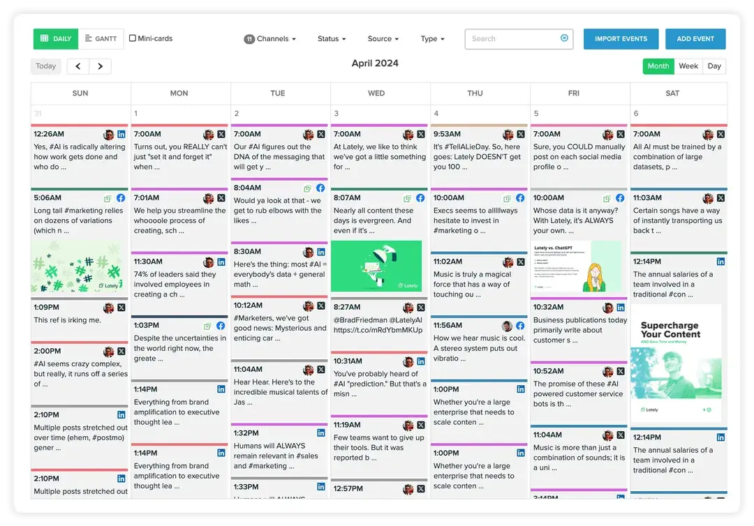 lately ai social calendar interface for ai workflow automation