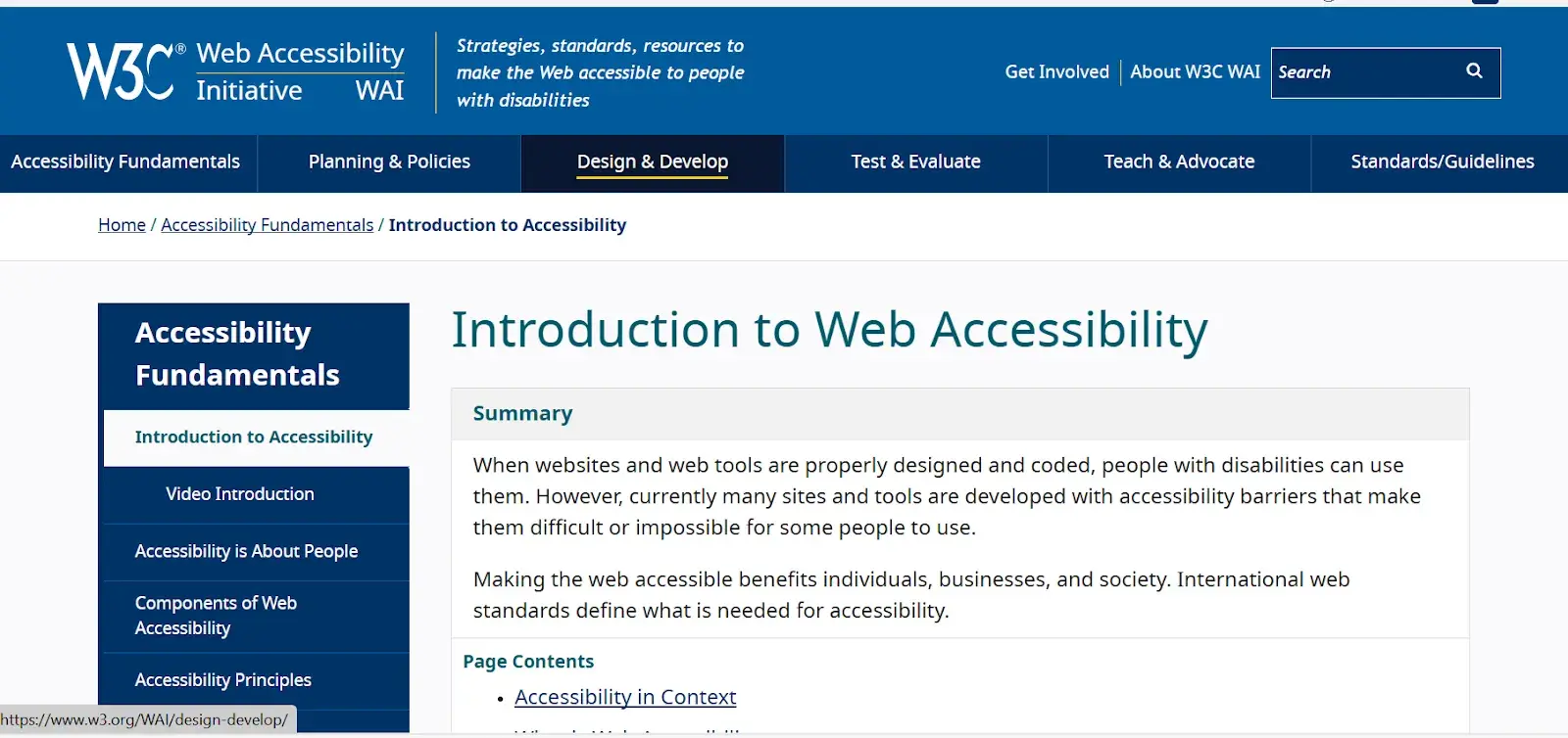 An example of a screen reader compatibility website.