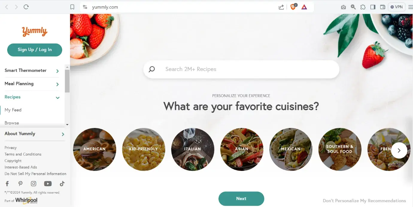 A recipe website that is optimized for voice search.