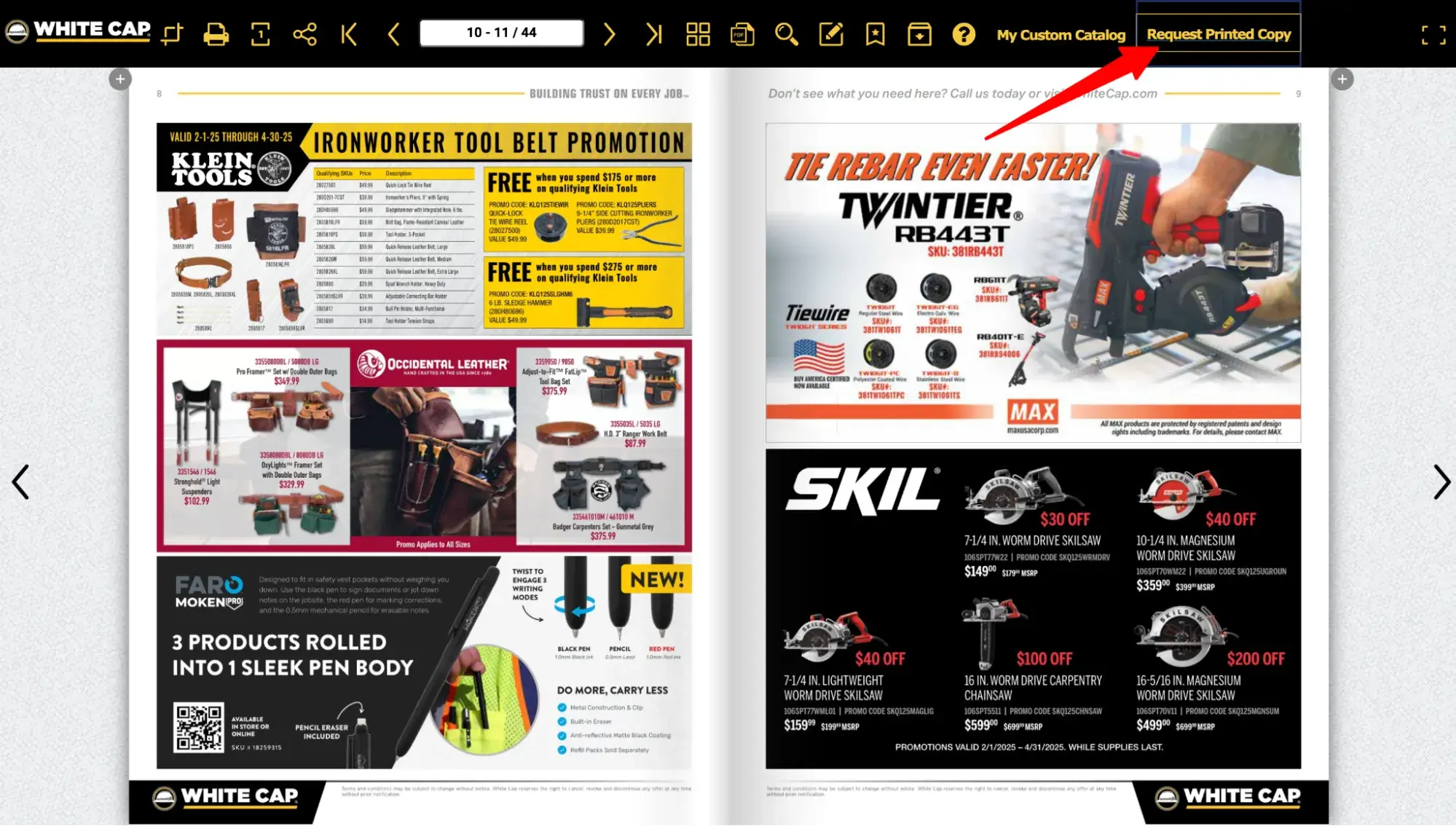 b2b ecommerce website examples: white caps digital product catalog