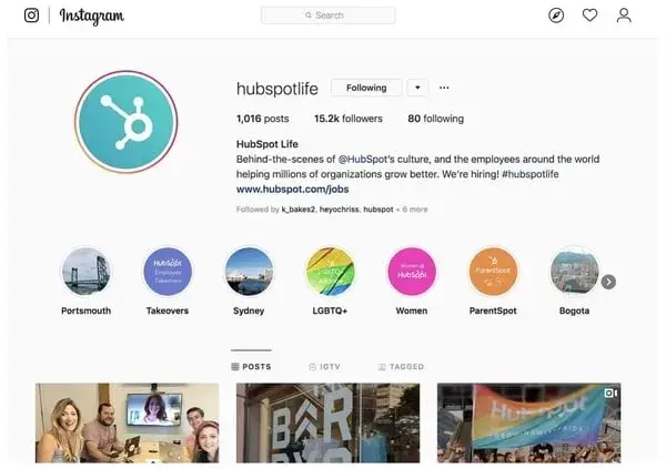 @hubspotlife instagram screenshot