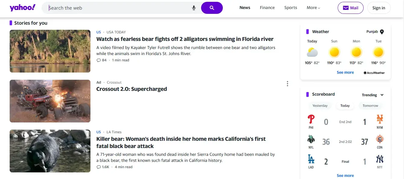 bad UI design, yahoo