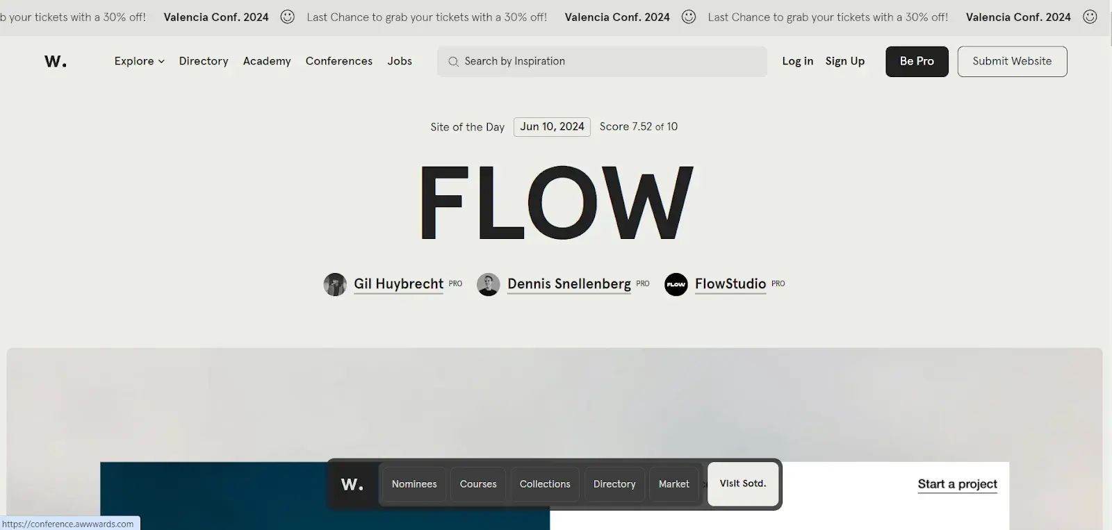 Bad UX design in Awwwards site