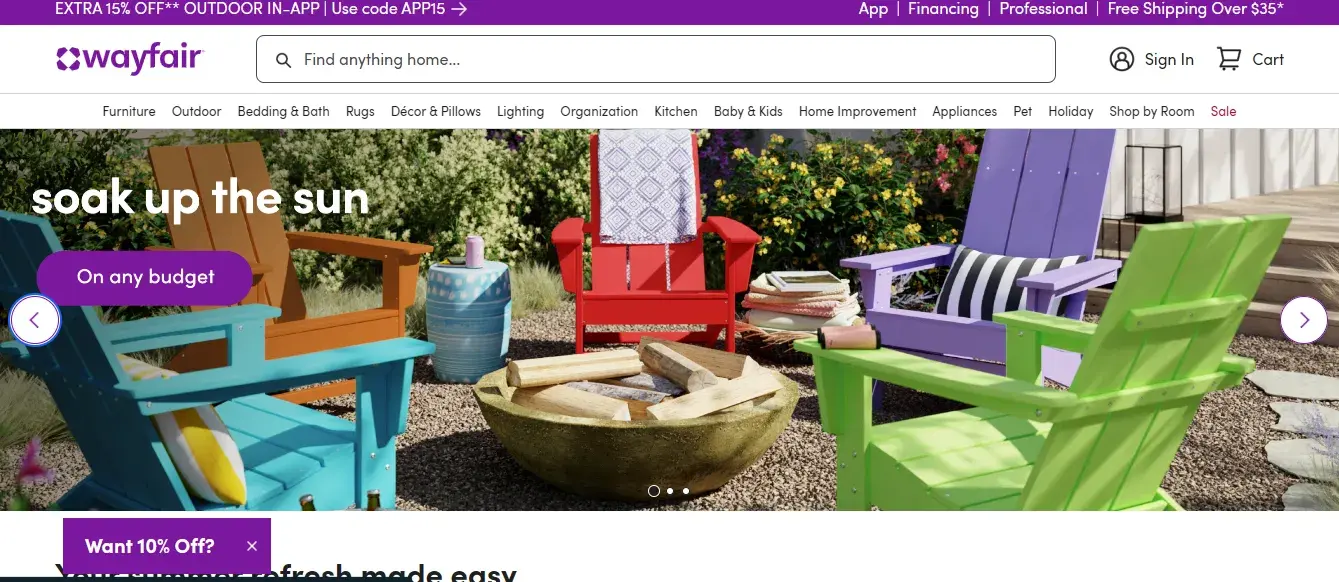 Bad UX design of Wayfair