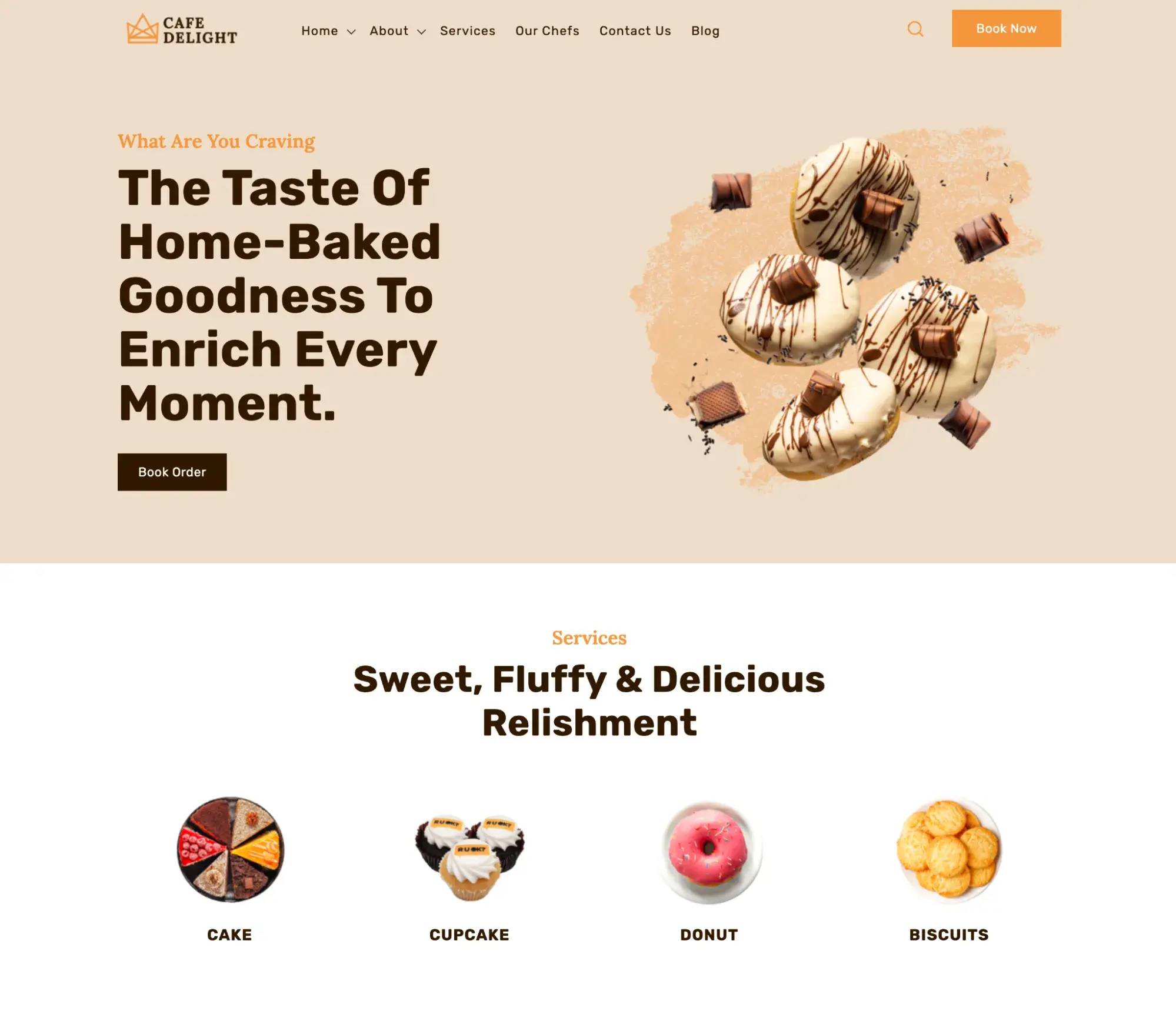 Cafe Delight bakery website design theme