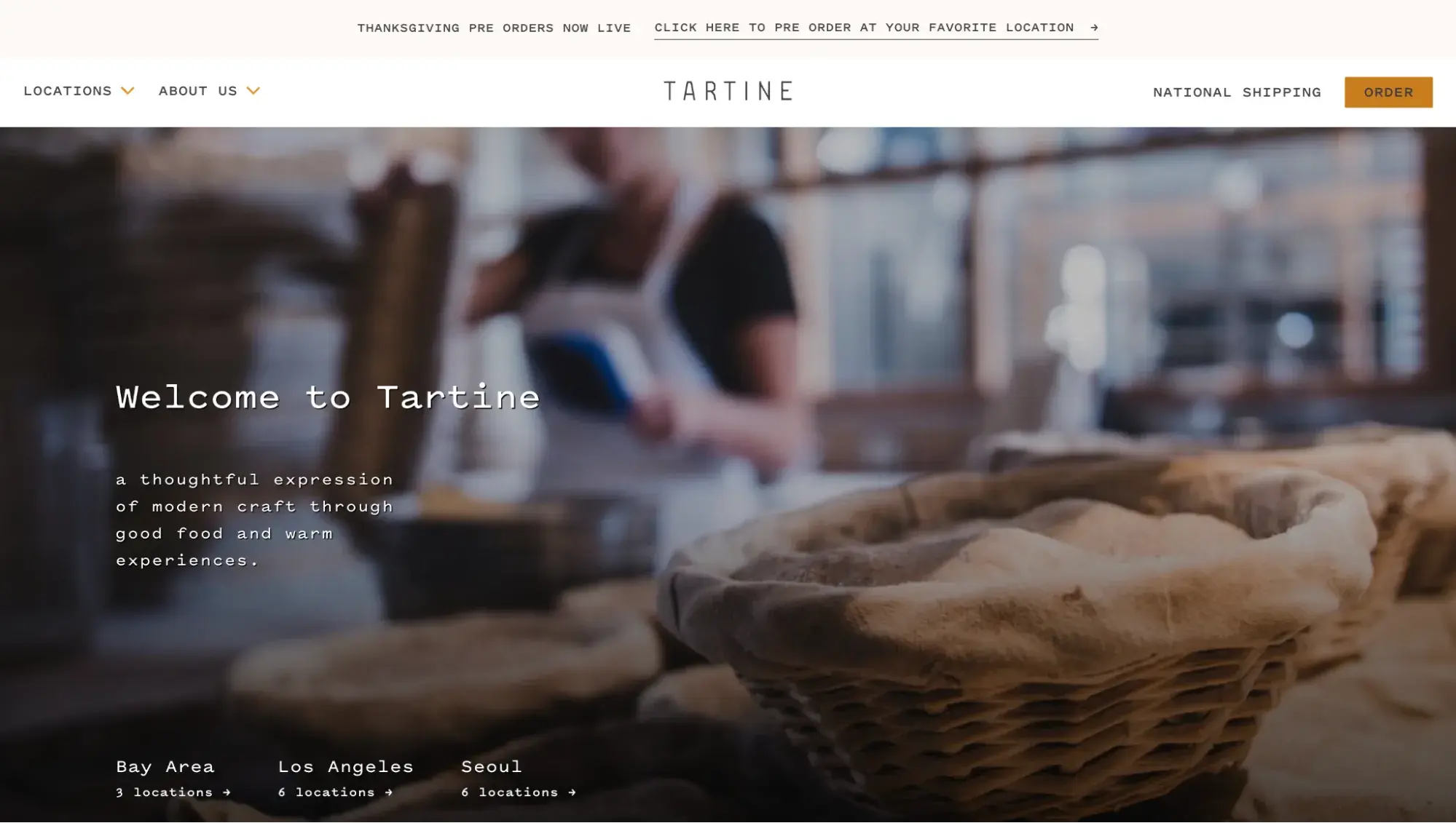 Tartine’s bakery website design