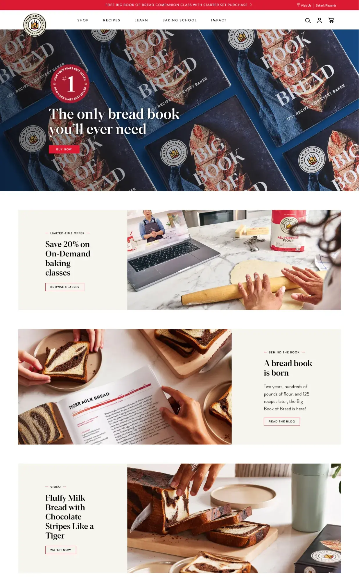 Bakery website design from King Arthur Baking Company