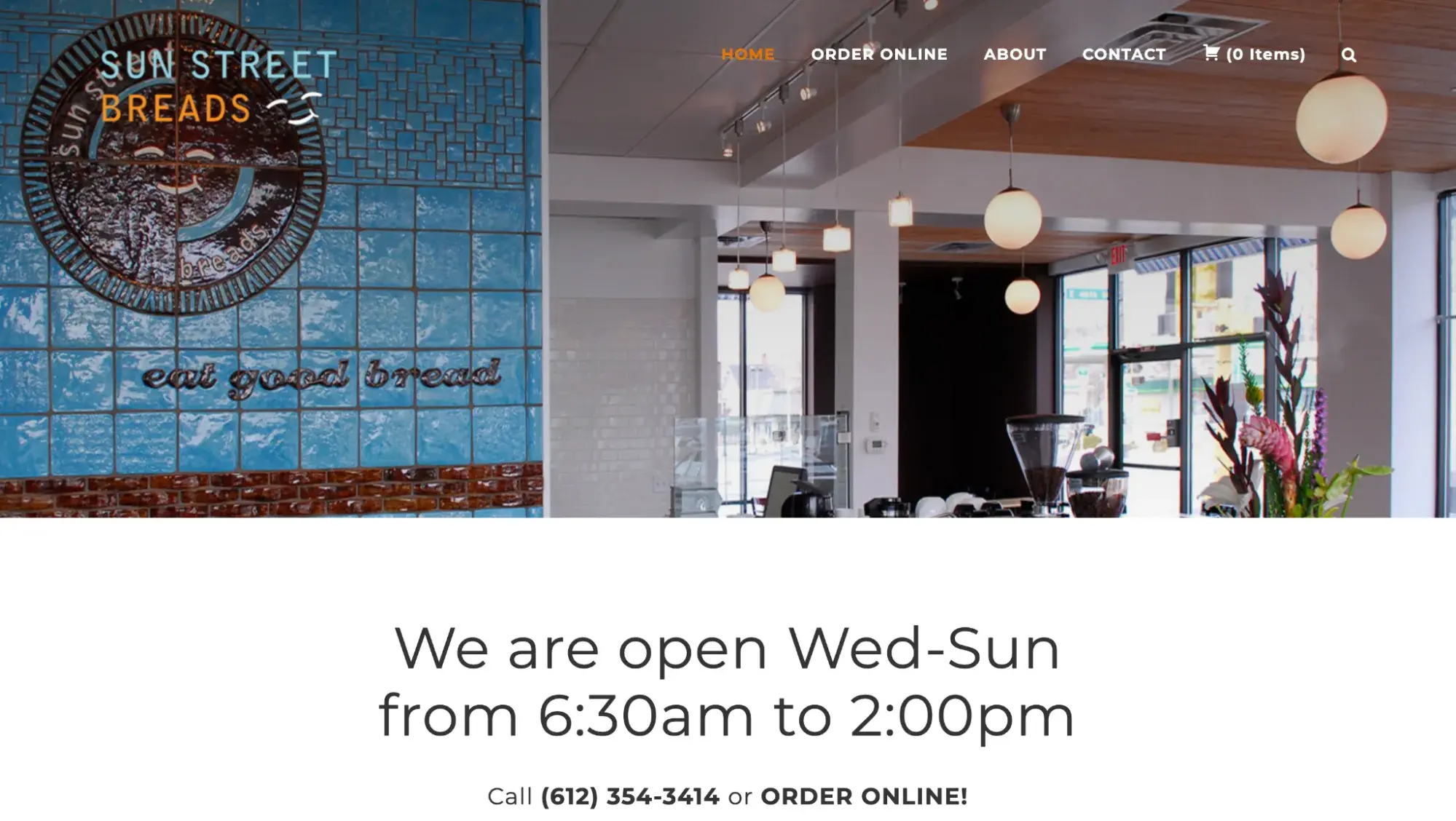 Sun Street Breads bakery website design