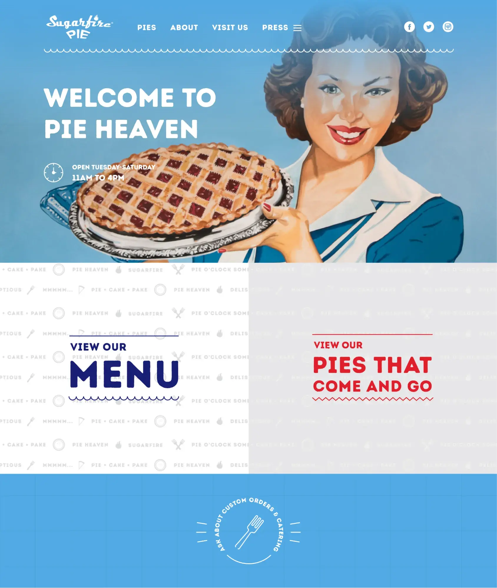 Sugarfire Pie’s bakery website design