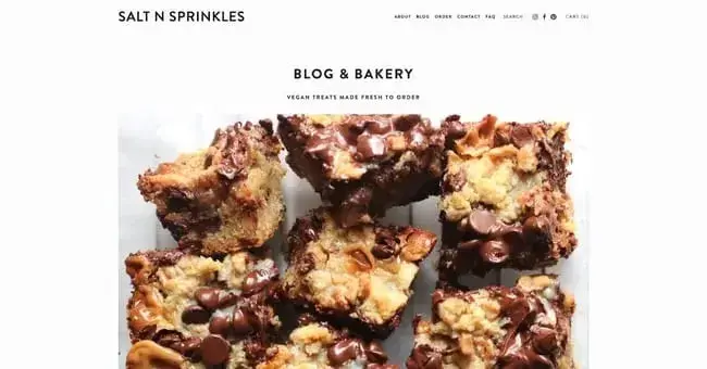 Bakery website design of Salt N Sprinkles