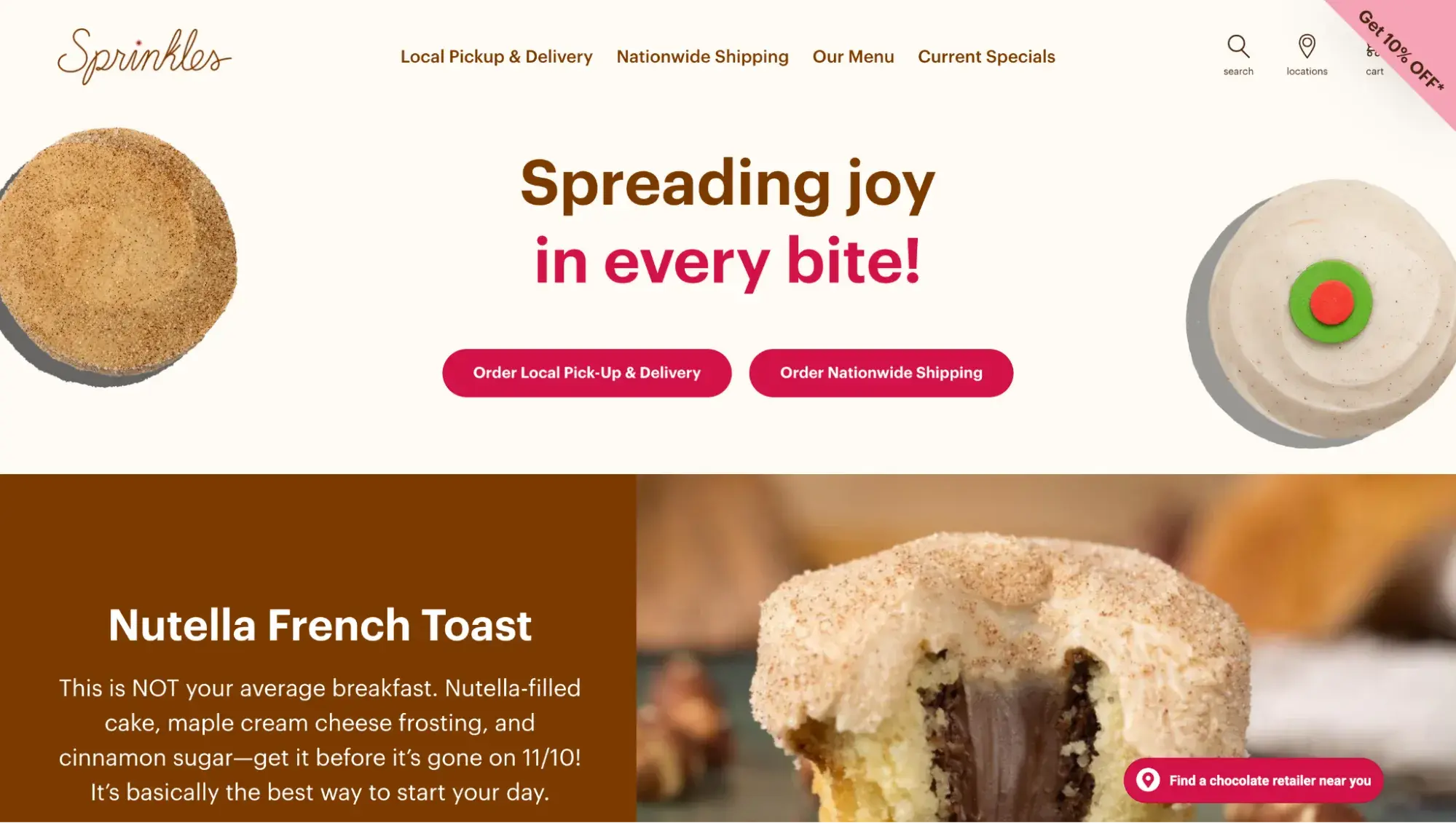 Sprinkles bakery website design