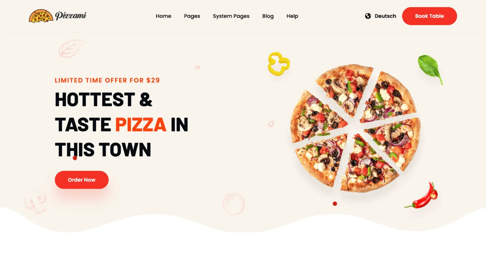 Pizzami bakery website design