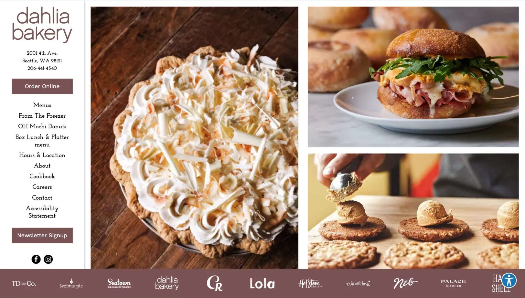 Dahlia Bakery’s website design