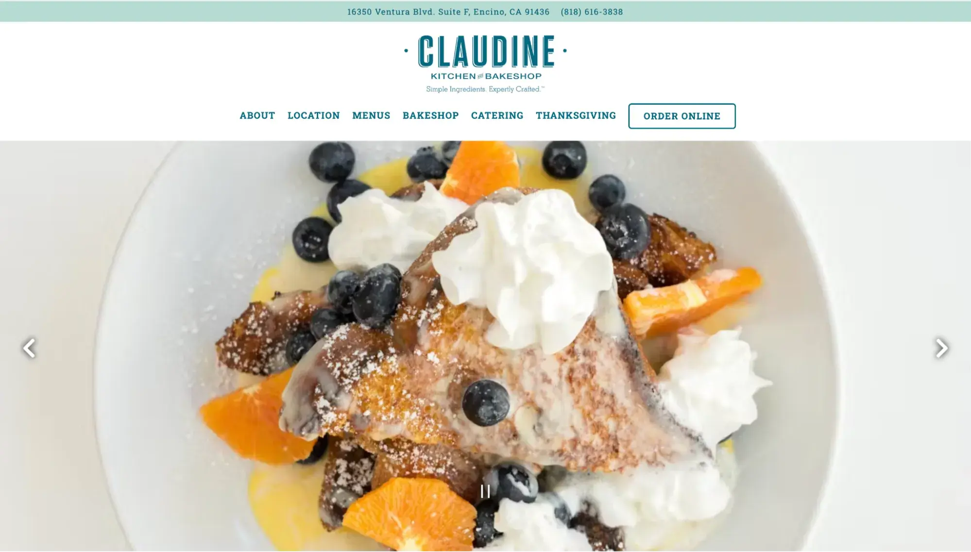 Bakery website design of Claudine