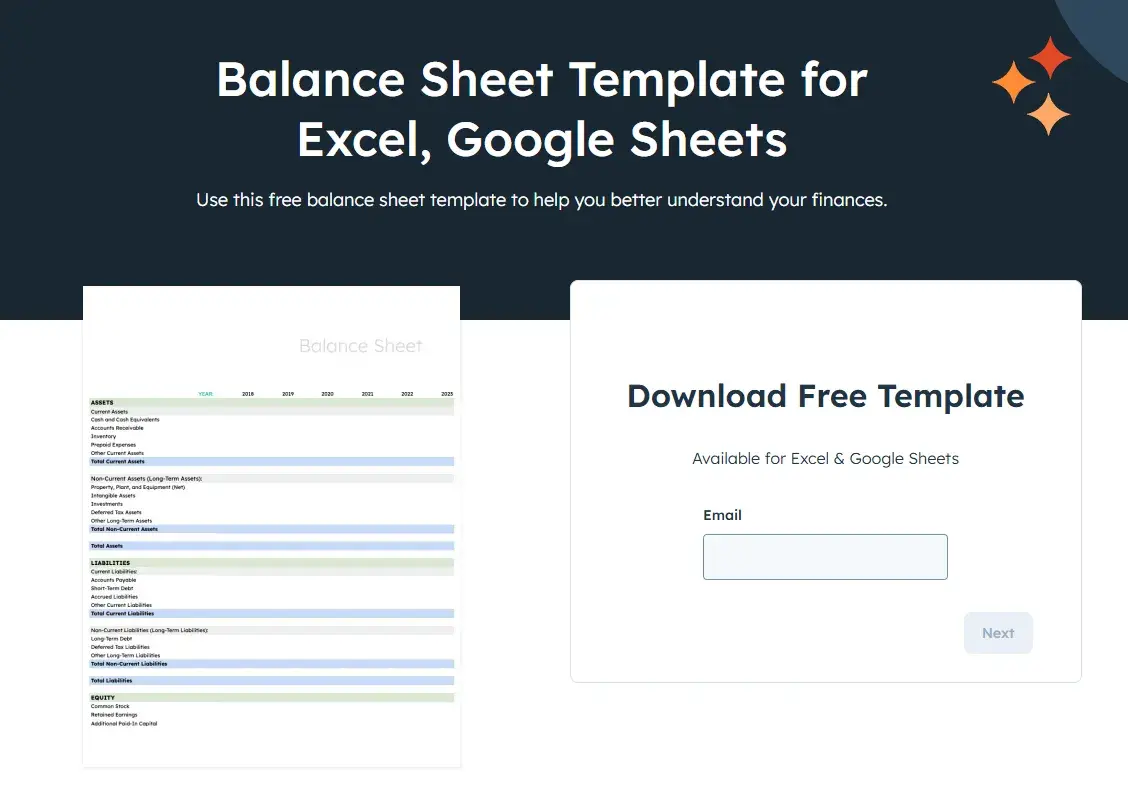 hubspot balance sheet template for excel and google sheets