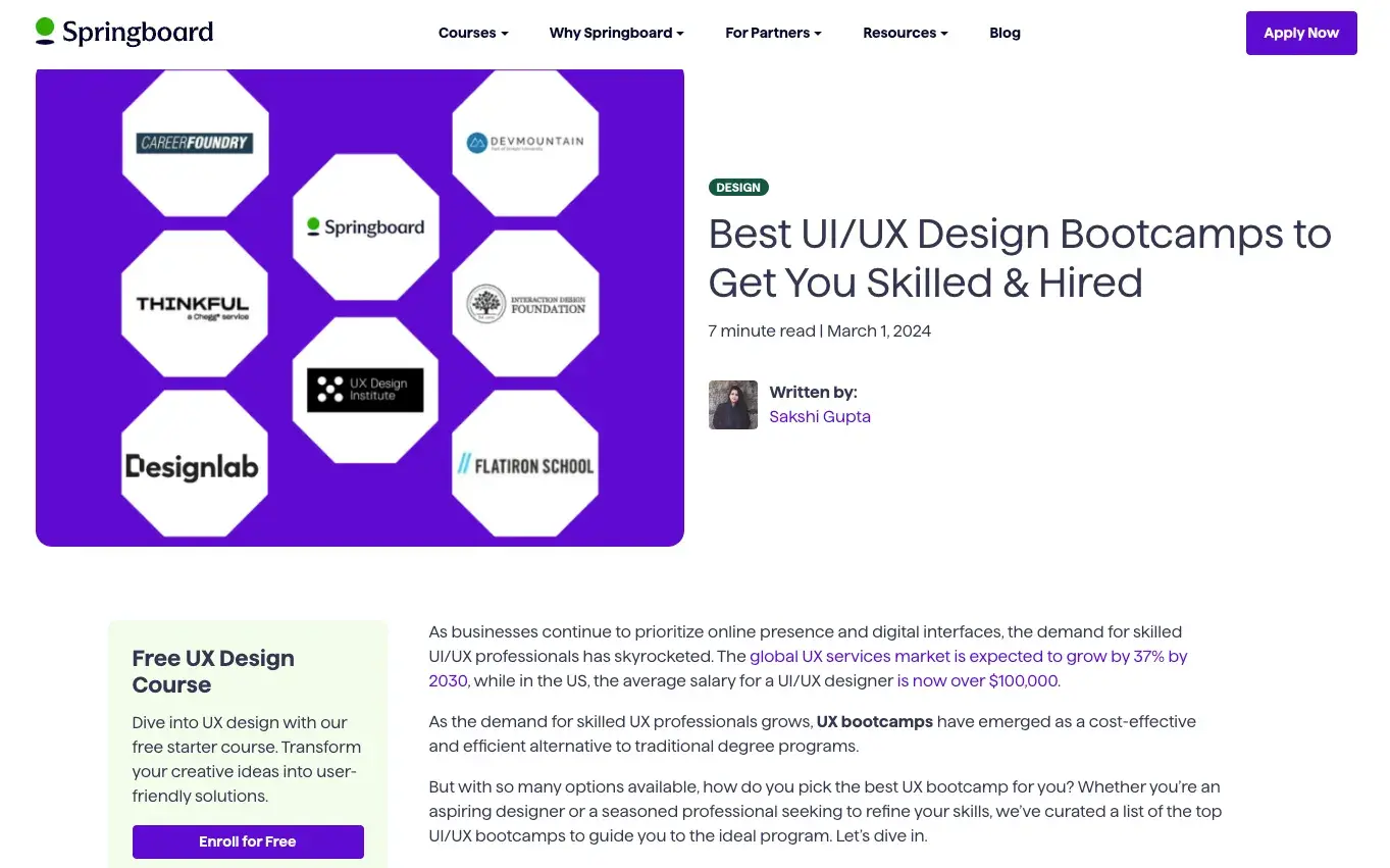 Springboard offers UI/UX Design Bootcamps for aspiring UX designers