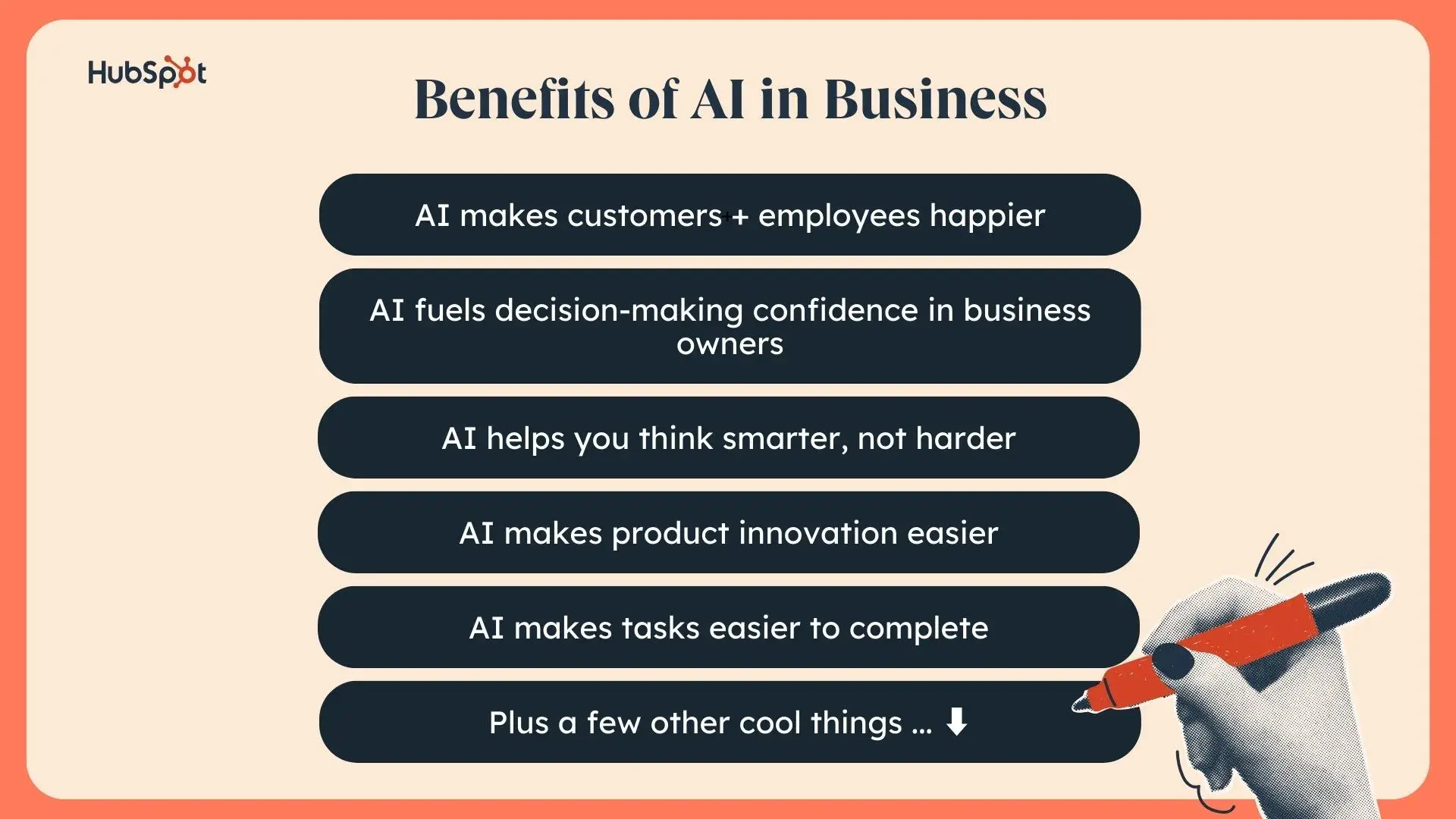 a graphic listing the different benefits of AI in business