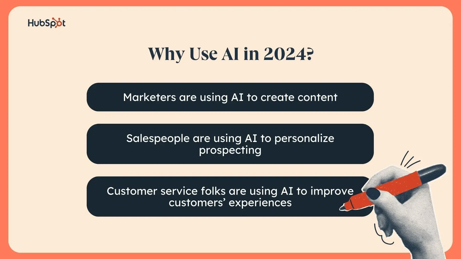 a graphic listing three reasons why businesses should be using AI in 2024