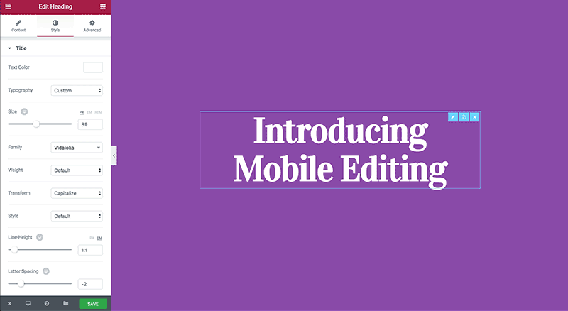 WordPress has a mobile editing feature that lets you edit headings, including their style, height, look, spacing, and more.