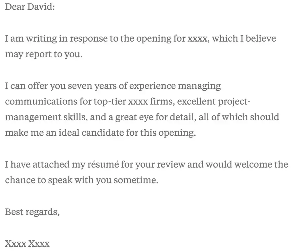 good cover letter examples, short and sweet