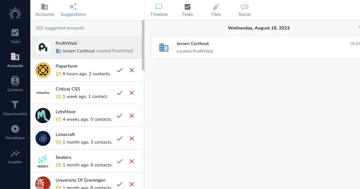 Salesflare CRM dashboard