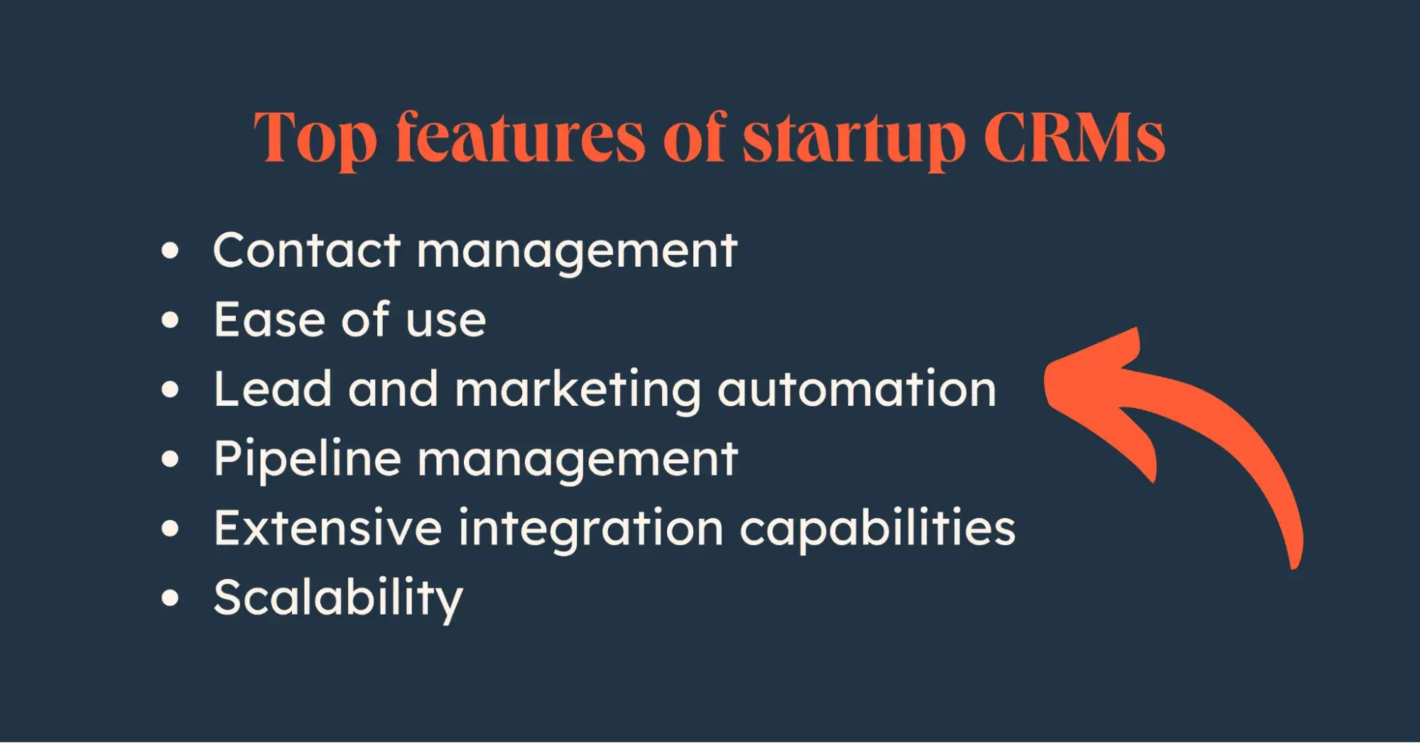 list of top features for startup crm