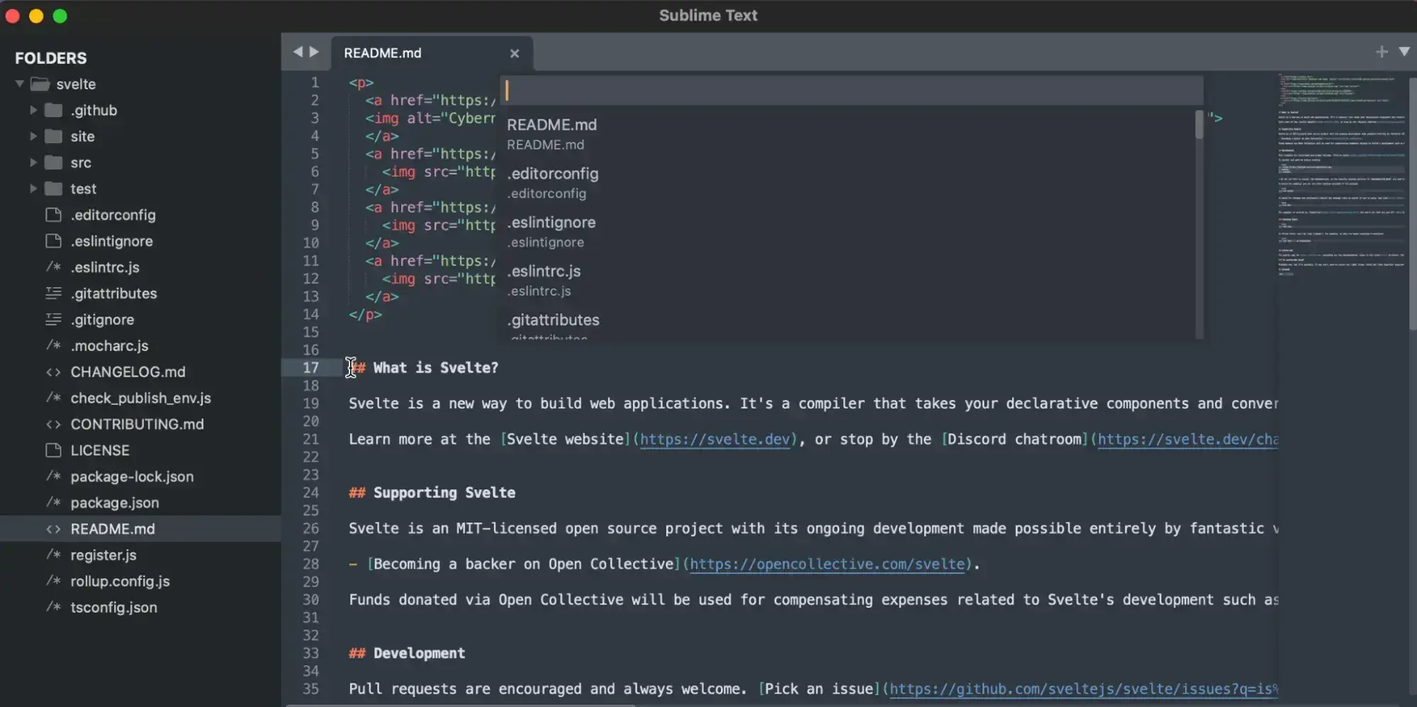 best html editor: The Sublime Text HTML editor interface.