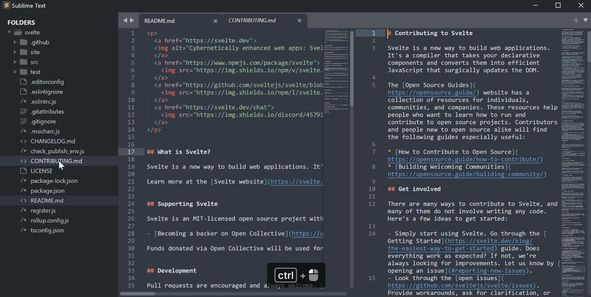 best html editor: An example of code syntax highlighting in Sublime Text.