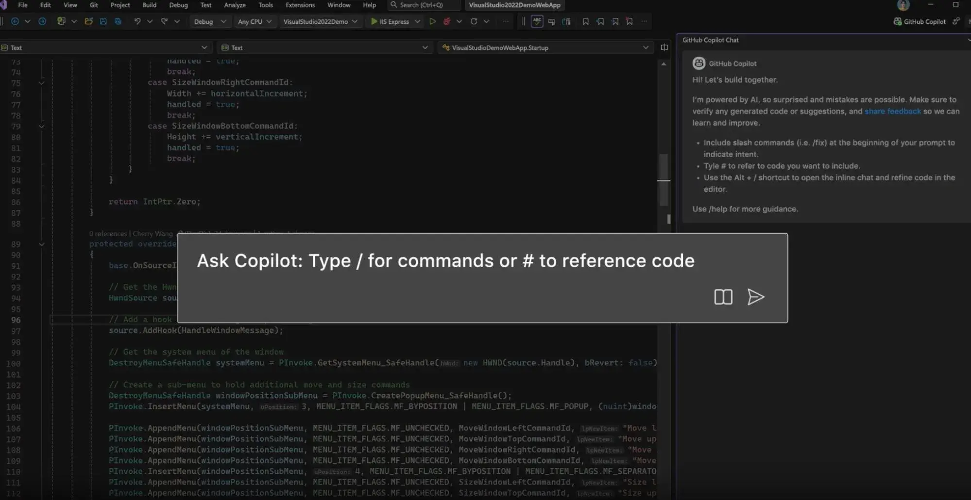 best html editor: An example of GitBub Copilot in a code editor interface