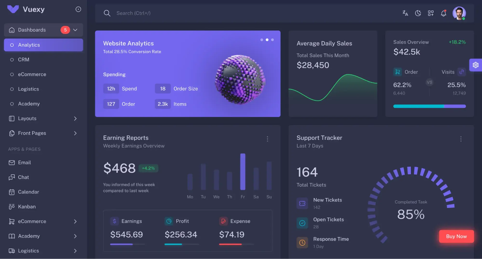 vuexy css dashboard