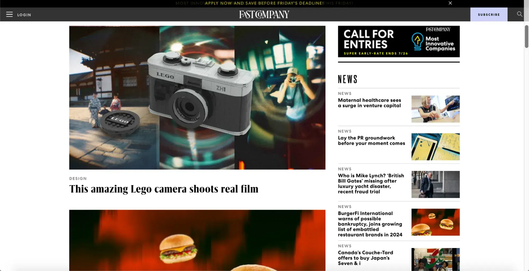 news website design, Fast Company utilizes bold imagery to match its focus on innovation.