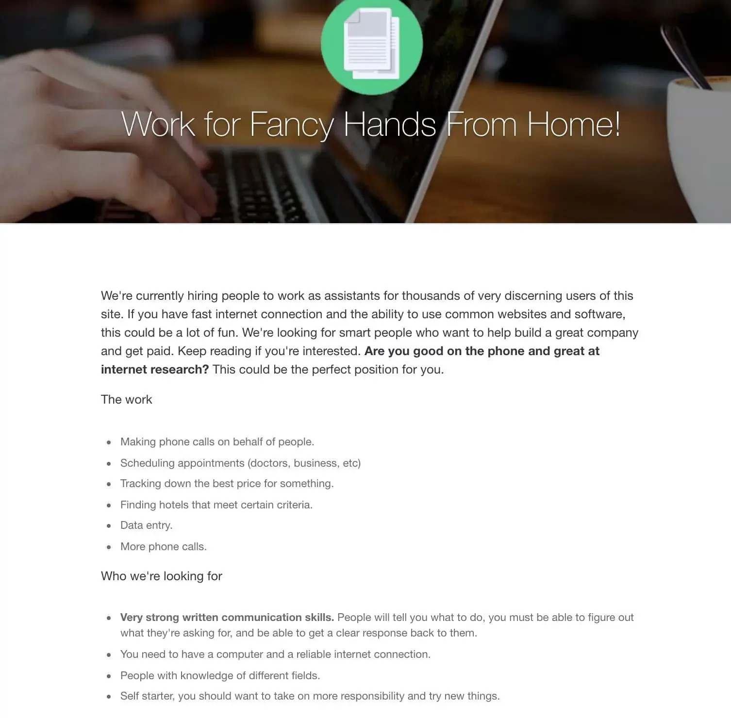 best work from home customer service companies, fancy hands