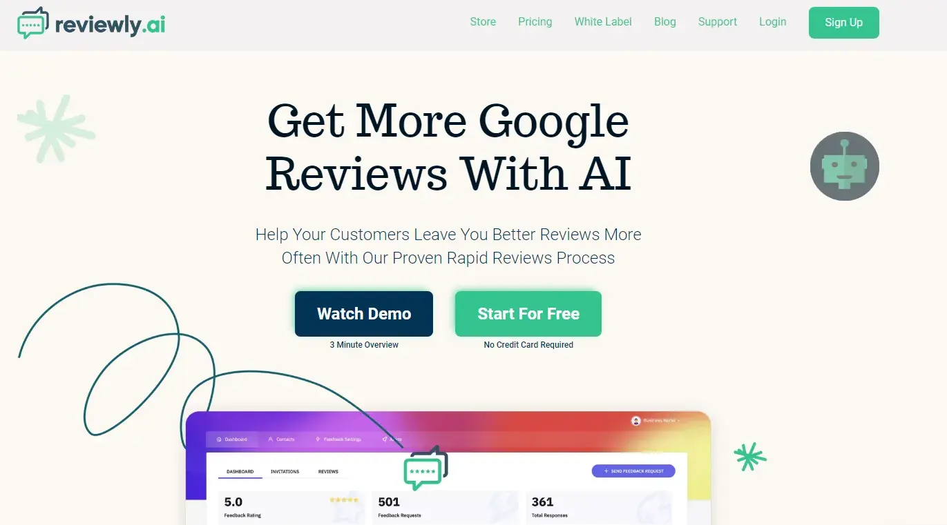 Reviewly.ai is a review management platform that helps your customers leave your business better reviews more often by using AI.