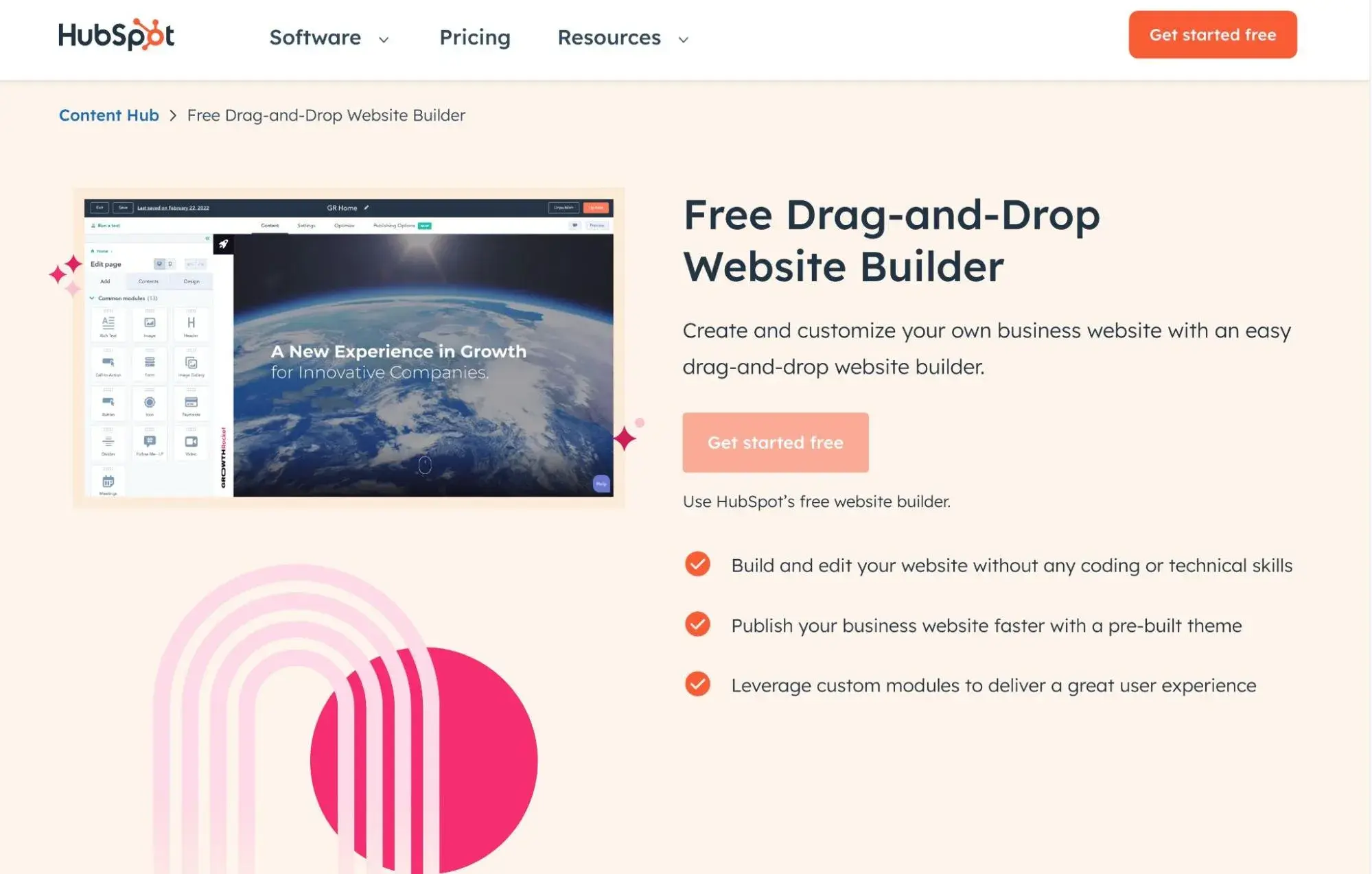 The HubSpot Content Hub homepage