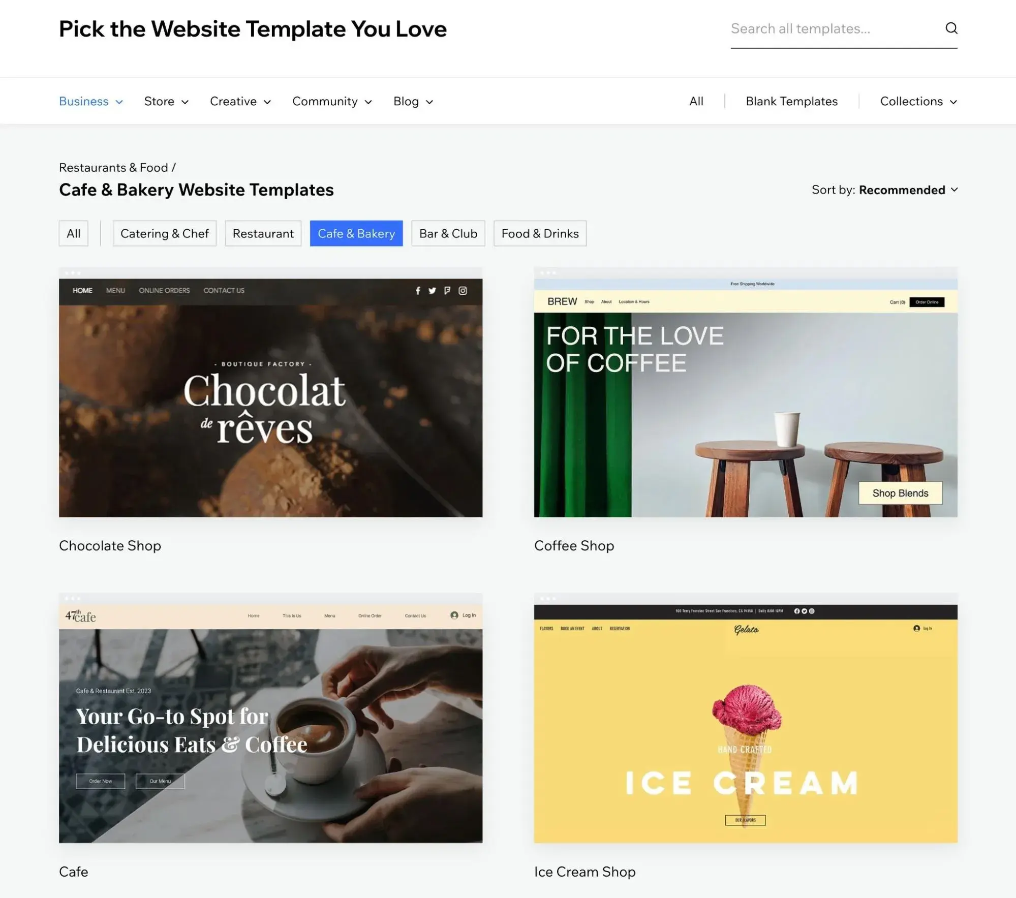 How to choose a Wix template for your site