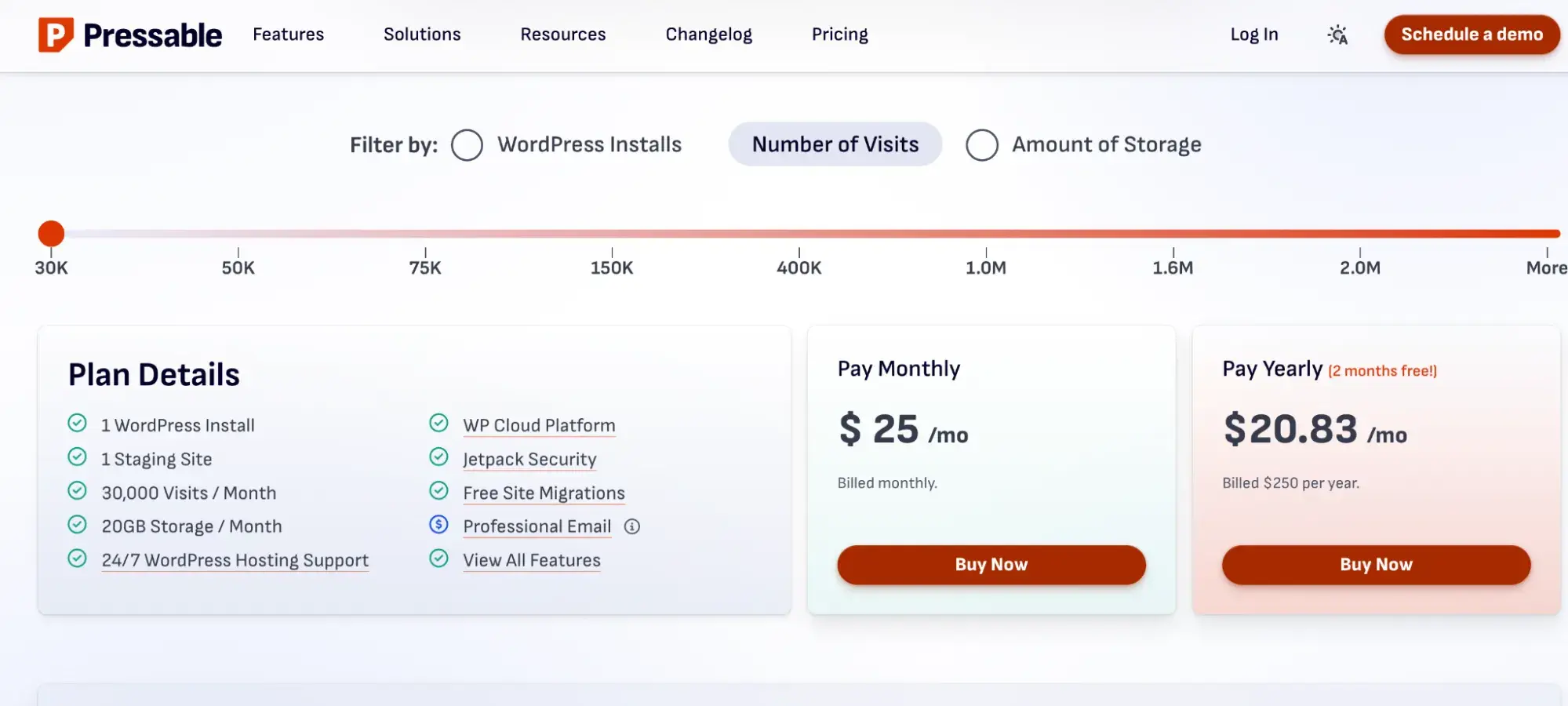 Pressable’s WordPress hosting plans