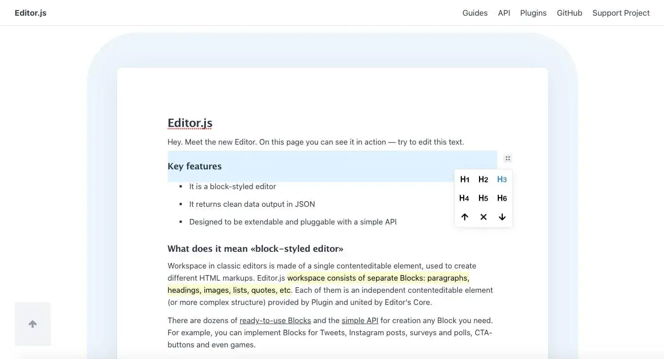 best free wysiwyg html editor, Editor.js