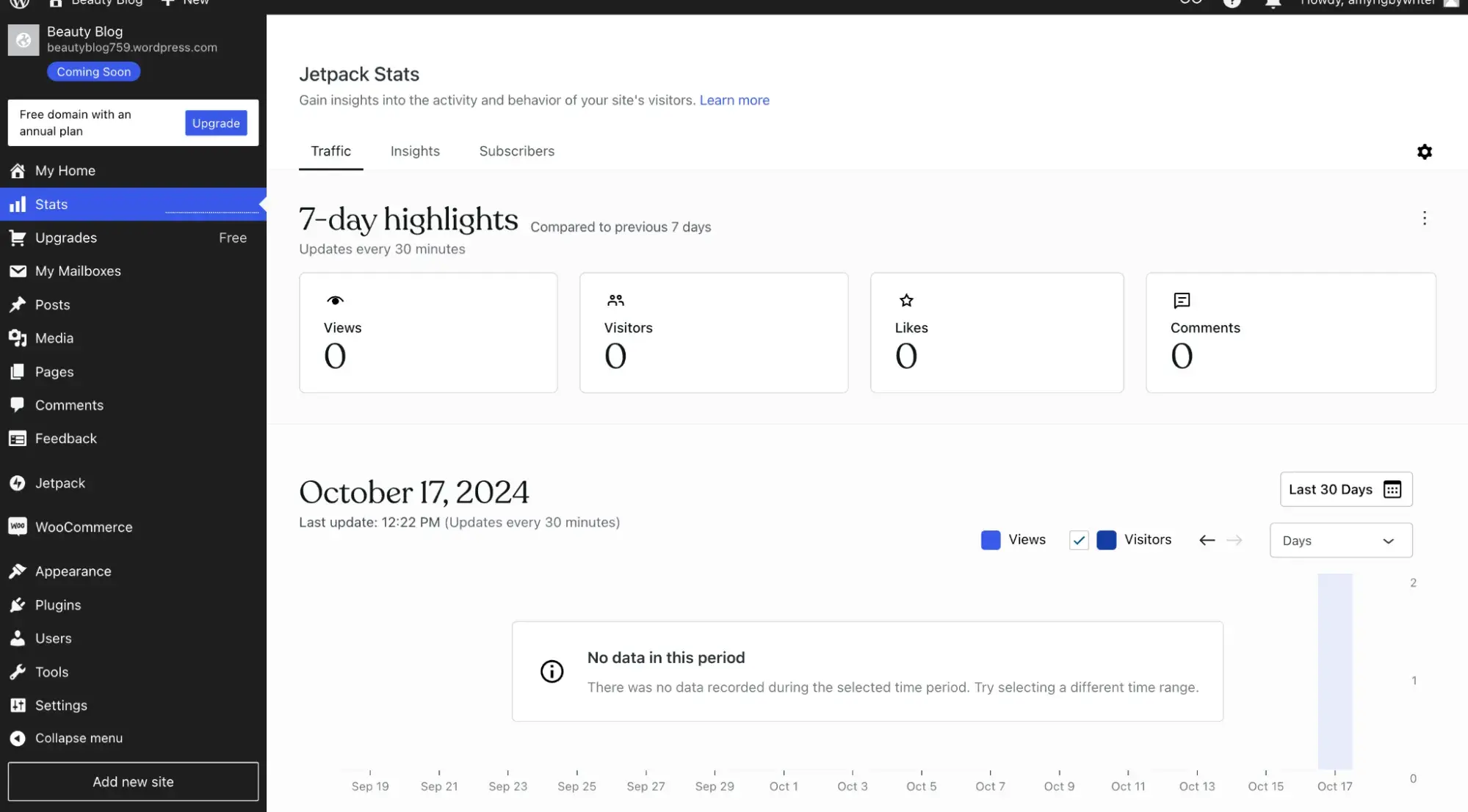 The Jetpack stats dashboard of WordPress.com